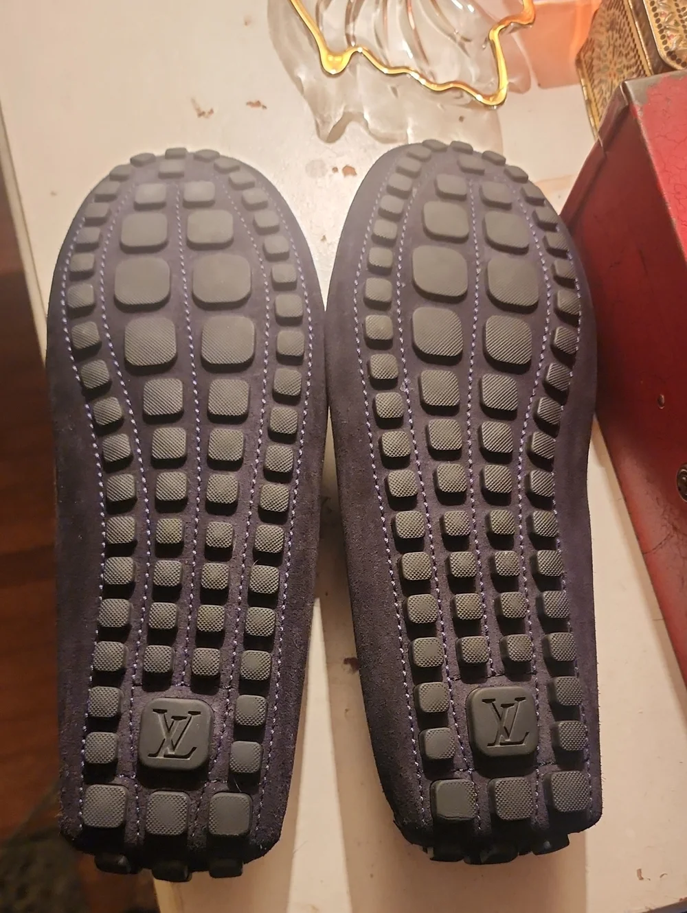 Louis Vuitton Leather Suede Blue Loafers 11